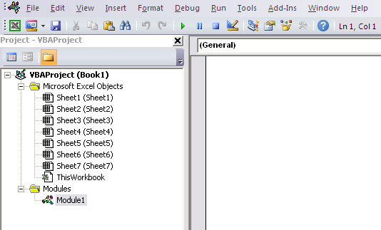 La finestra del projecte a Visual Basic Editor i macros d'Excel