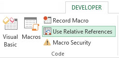 Snimanje Excel makronaredbi s relativnim referencama