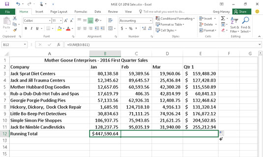 Hvordan kopiere formler med autofyll i Excel 2016