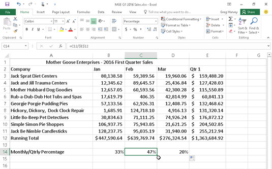 Kaip nukopijuoti formules naudojant automatinį pildymą programoje „Excel 2016“.