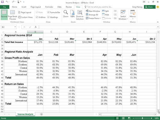 Hvordan fryse ruter i Excel 2016