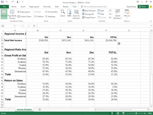 Hvordan fryse ruter i Excel 2016