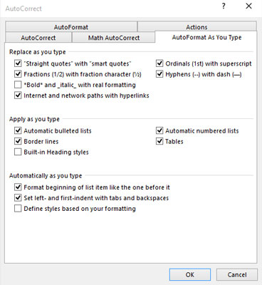 Kuidas seadistada Word 2016 automaatset vormindamist