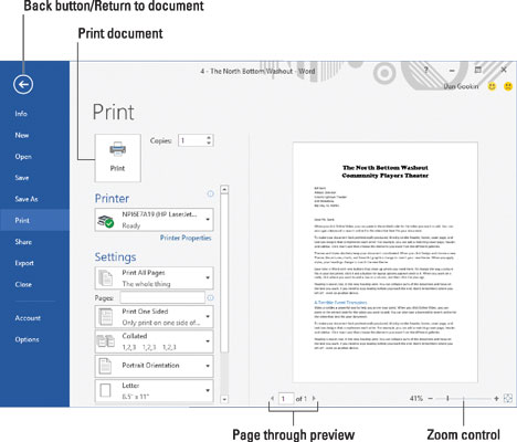 Kuidas vaadata dokumendi eelvaadet enne printimist Word 2016-s