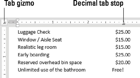 Com utilitzar la pestanya decimal a Word 2016