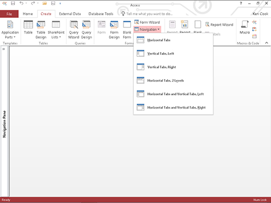 Как да създадете формуляр за навигация в Access 2016
