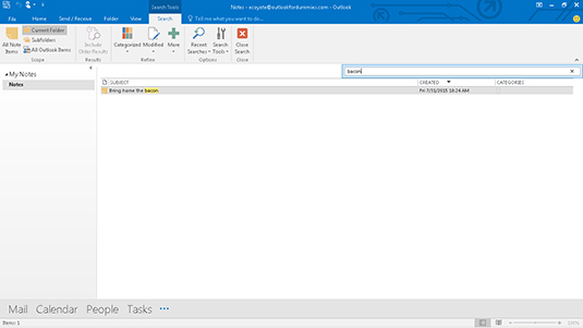 Hvordan finne et notat i Outlook