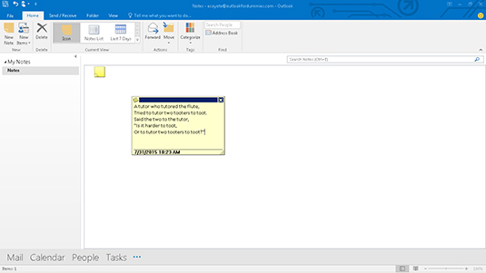 Hvordan skrive et notat i Outlook