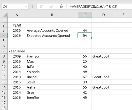 Bruke Excel til å beregne et gjennomsnitt basert på kriterier