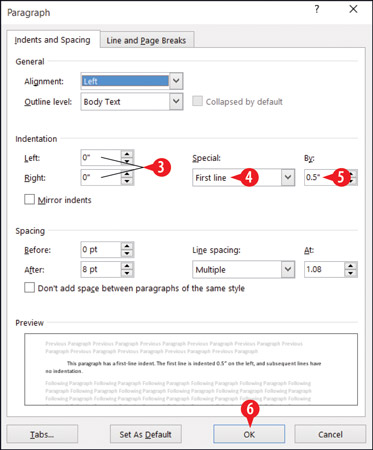 Kaip nustatyti pastraipos įtrauką programoje „Word 2016“.