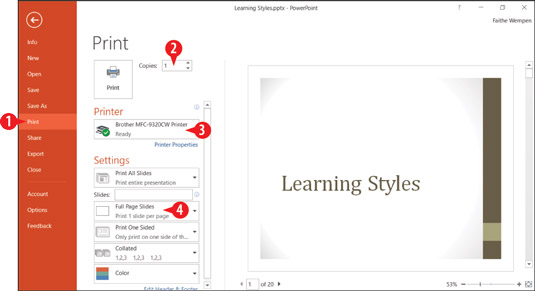 Kā izdrukāt PowerPoint 2016 prezentācijas izdales materiālus