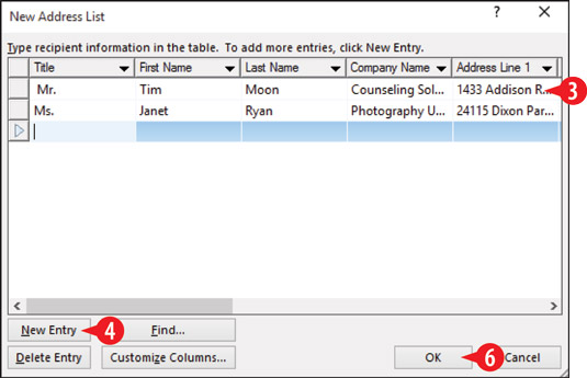 Hvordan lage en ny dataliste for utskriftsfletting i Office 2016