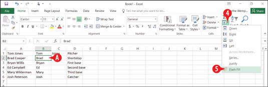 Com utilitzar Flash Fill per extreure contingut a Excel 2016