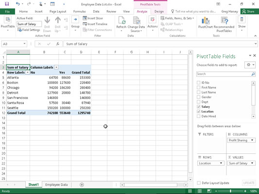 Kā izveidot rakurstabulas, izmantojot ātrās analīzes rīku programmā Excel 2016