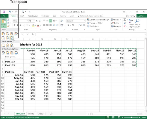 Spetsiaalse kleepimise kasutamine Excel 2016-s