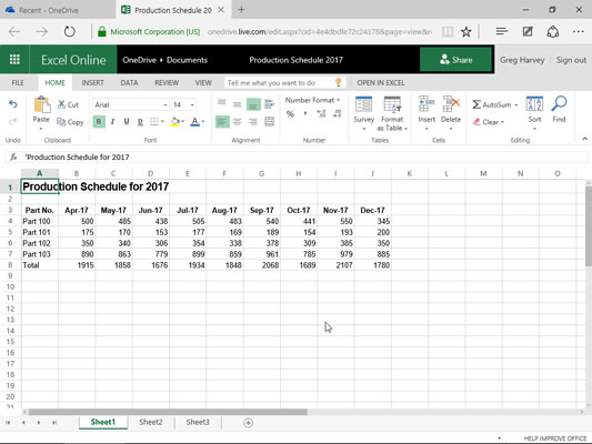 Kaip redaguoti „Excel 2016“ darbaknyges internetu naudojant „Office 365“.