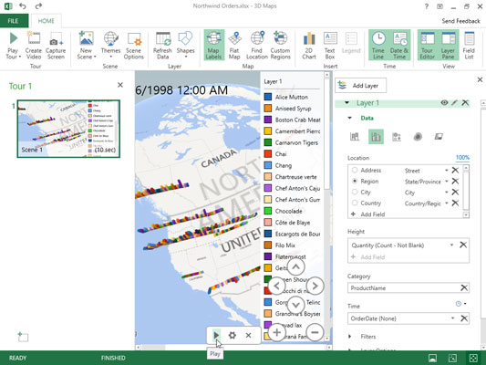 Как да създадете 3-D Power Maps в Excel 2016