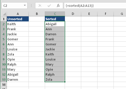 Työskentely VBA-funktioiden kanssa, jotka palauttavat taulukon Excel 2016:ssa