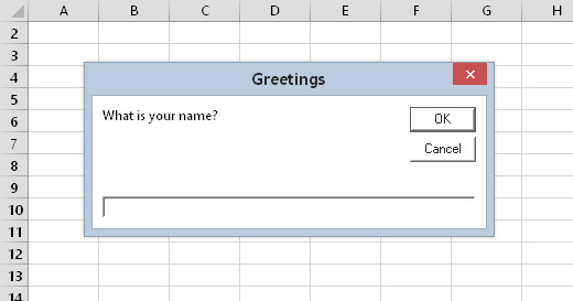 Πώς να χρησιμοποιήσετε τη συνάρτηση InputBox στο Excel 2016 VBA