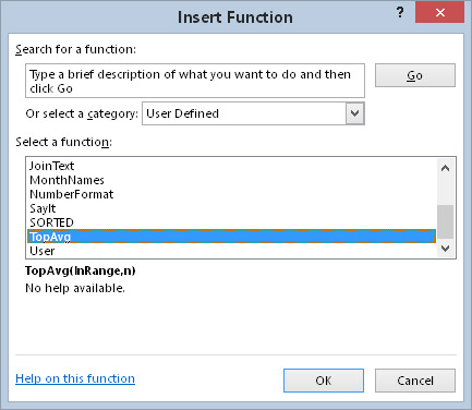 Si të përdorni kutinë e dialogut të Funksionit Insert në Excel 2016 VBA