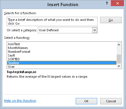 Si të përdorni kutinë e dialogut të Funksionit Insert në Excel 2016 VBA