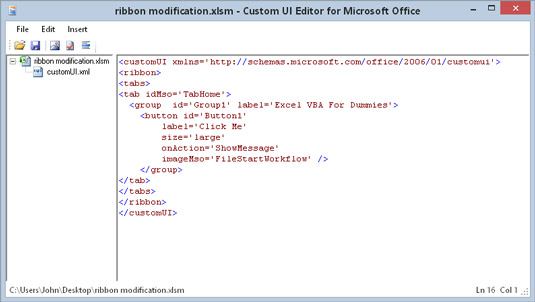 Kako prilagoditi trak Excel 2016 z XML