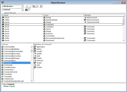 Sådan finder du hjælp til Excel VBA-objekter, egenskaber, metoder og hændelser