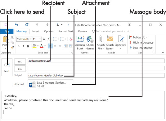 Slik sender du arbeidet ditt på e-post til andre i Office 2016