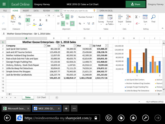 Sådan redigeres regneark med Excel Web App