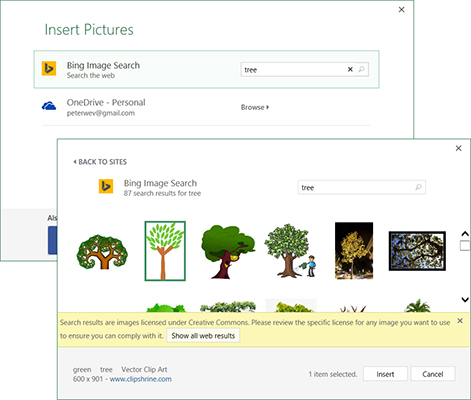 I Office 2016, bruk et bilde for å representere søylediagramdata