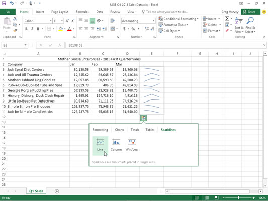 Slik bruker du Sparklines i Excel 2016