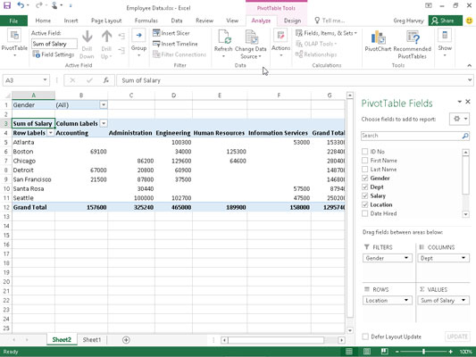 Kaip filtruoti „Pivot Table“ duomenis programoje „Excel 2016“.