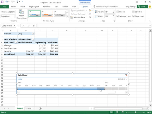 Com filtrar les dades de la taula dinàmica a Excel 2016