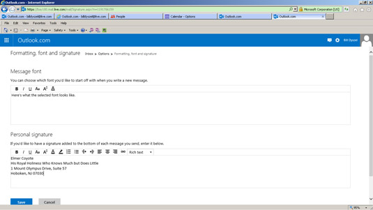 Kā izveidot parakstu, izmantojot Outlook.com