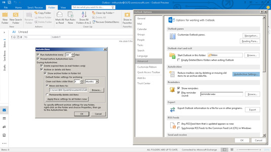 Sähköpostisi automaattinen arkistointi Outlook 2016:ssa