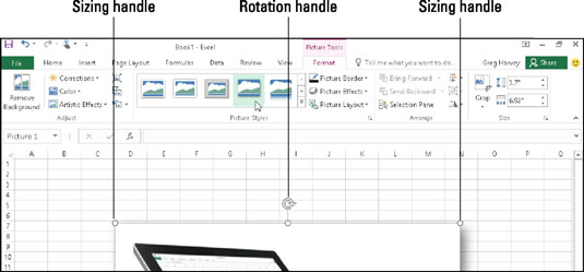 Hvordan formatere innsatte bilder i Excel 2016