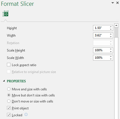 Slicer-tilpasninger for slicere på Excel-dashbordet