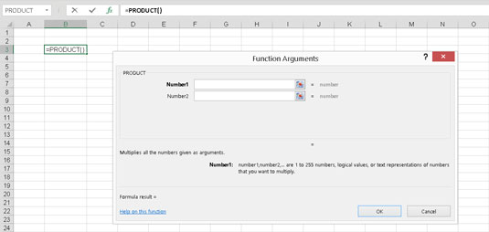 Com seleccionar una funció d'Excel que utilitza arguments