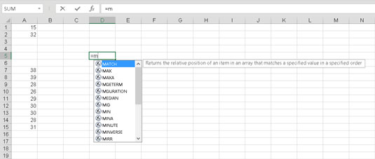 Kā ievadīt Excel formulas un funkcijas tieši darblapas šūnās