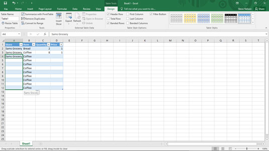 Com crear una taula d'Excel de manera semidura