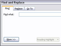 Slik bruker du den grunnleggende søkefunksjonen i Word 2007