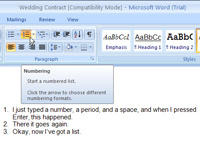 Com canviar el format de numeració a les llistes numerades de Word 2007