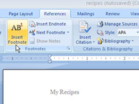 Tilføjelse af fodnoter og slutnoter i Word 2007