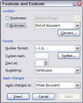 Dodavanje fusnota i završnih bilješki u Word 2007