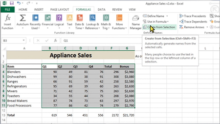 Hvordan jobbe med navngitte områder i Excel 2013