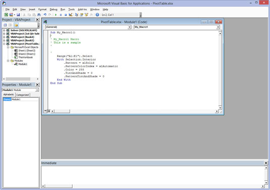 Makron muokkaaminen Excelin Visual Basic Editorissa