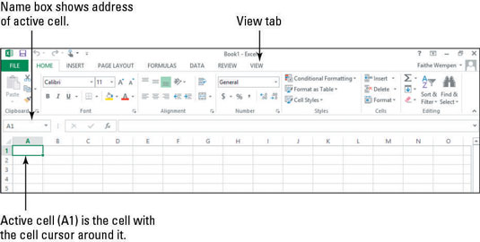 Apžiūrėkite „Excel 2013“ sąsają