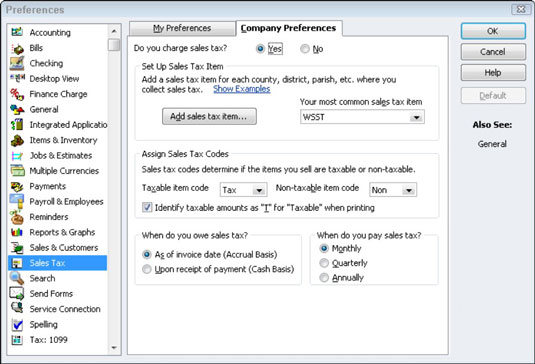 Especifiqueu com es tributen les vendes a QuickBooks 2012