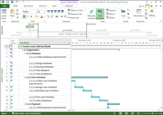 Manuell tidsplan versus automatisk tidsplan i Project 2013