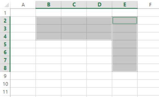 Hvordan velge områder i Excel 2013